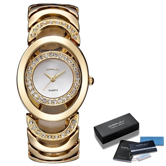 CRRJU Brand Luxury Bracelet Women Watch Rosegold Wristwatch Gift for Women Original Design Watch Reloj Mujer