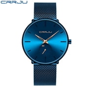 CRRJU Fashion Blue Men Watch Top Luxury Brand Minimalist Ultra thin Quartz Watch Casual Waterproof Clock Relogio Masculino