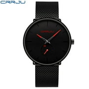 CRRJU Fashion Wrist Watches Men Business Casual Waterproof Clock Male Ultra Thin Mesh Strap Reloj Hombre