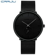 CRRJU Fashion Wrist Watches Men Business Casual Waterproof Clock Male Ultra Thin Mesh Strap Reloj Hombre