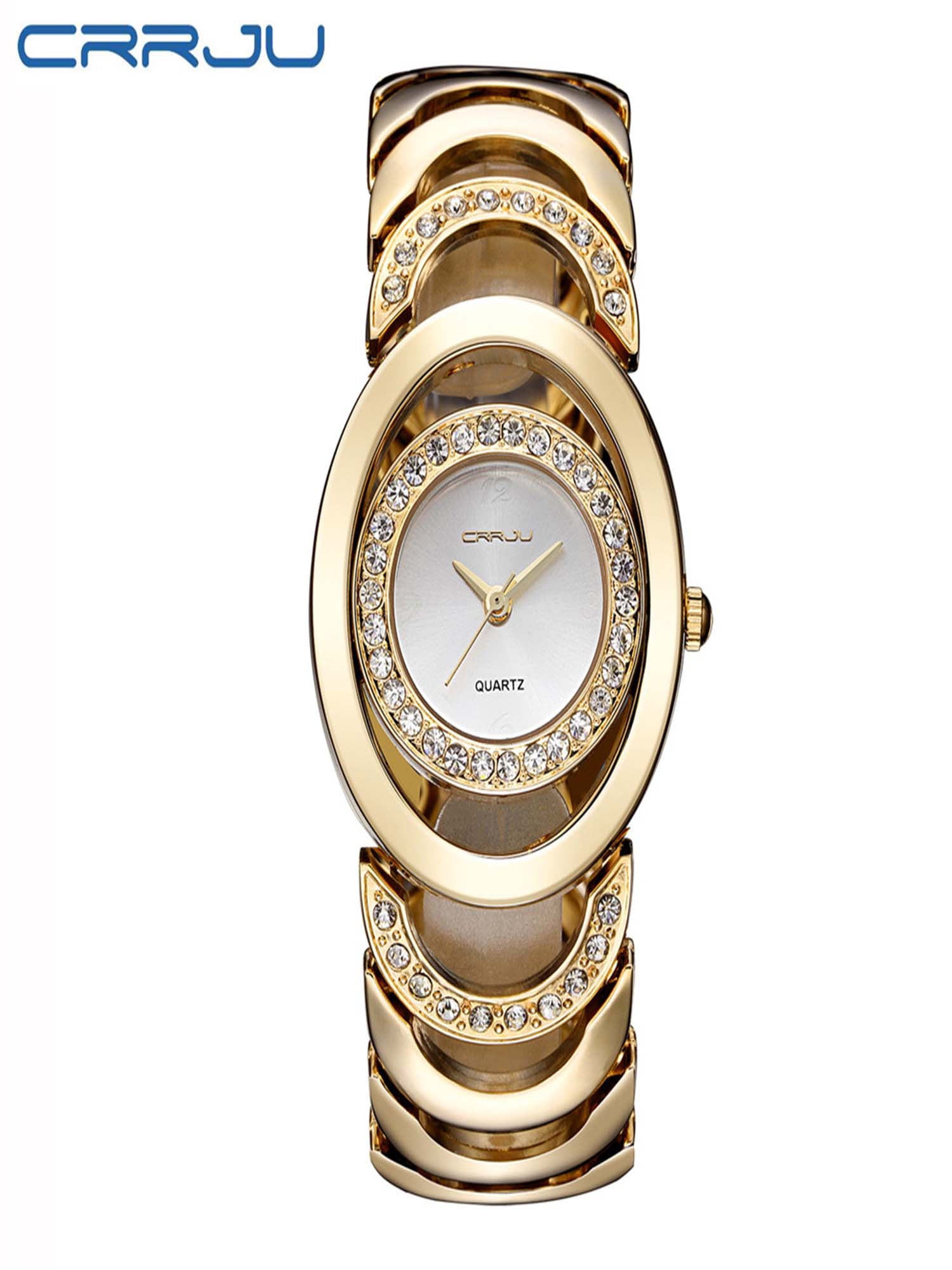 CRRJU Gorgeous 3ATM Daily Water Resistant Fashion Women Analog Dress Watch Elegant Bracelet Watch Simple Dial Wristwatch for Lady