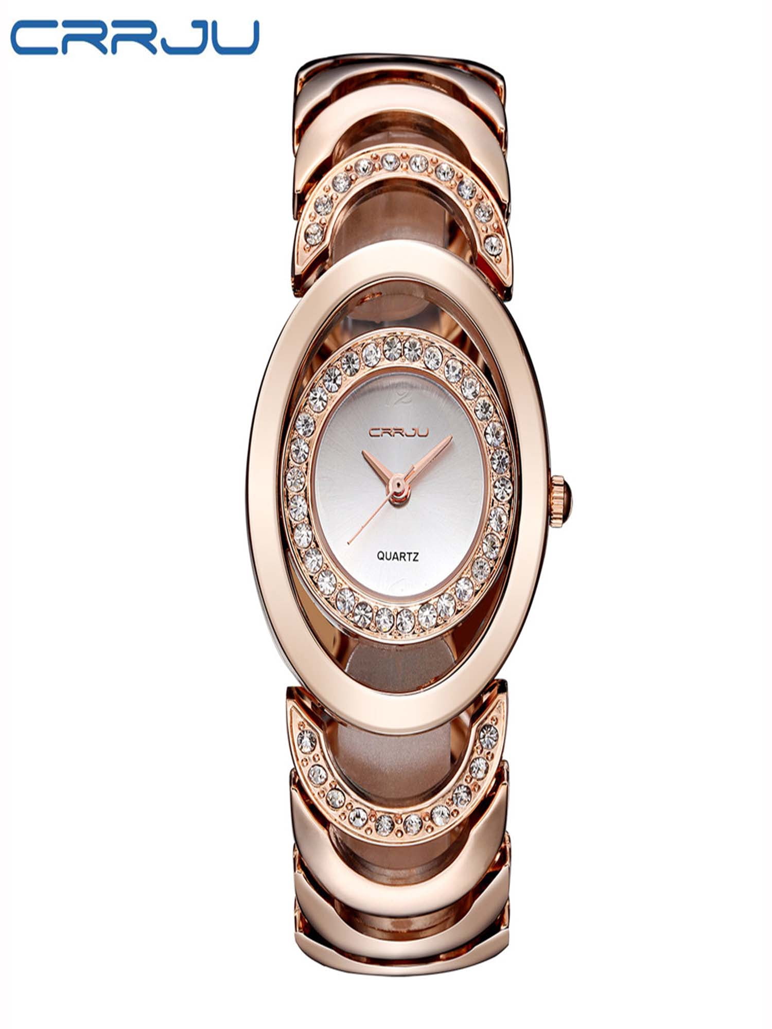 CRRJU Gorgeous 3ATM Daily Water Resistant Fashion Women Analog Dress Watch Elegant Bracelet Watch Simple Dial Wristwatch for Lady