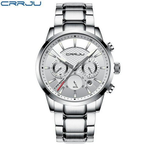 CRRJU Men's Watch 30m Waterproof Fashion Mens Watches Top Brand Luxury Steel Watch Chronograph Male Clock Saat relojes hombre