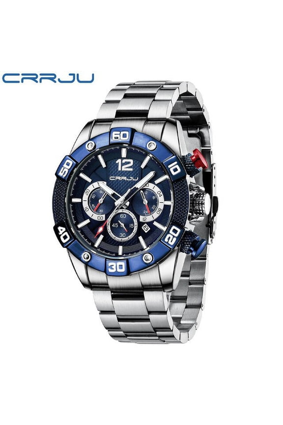 Men's Watches New Casual Quartz Chronograph Stainless Steel Band Wristwatch Clock with Luminous Pointers Relogio Masculino