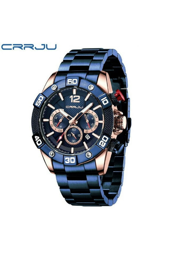 Men's Watches New Casual Quartz Chronograph Stainless Steel Band Wristwatch Clock with Luminous Pointers Relogio Masculino