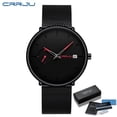 thumbnail image 1 of CRRJU Men Watch Fashion Minimalist Classic Ultra Thin Quartz Watch Casual Calendar Watches Stainless Steel Mesh Strap Clock, 1 of 6
