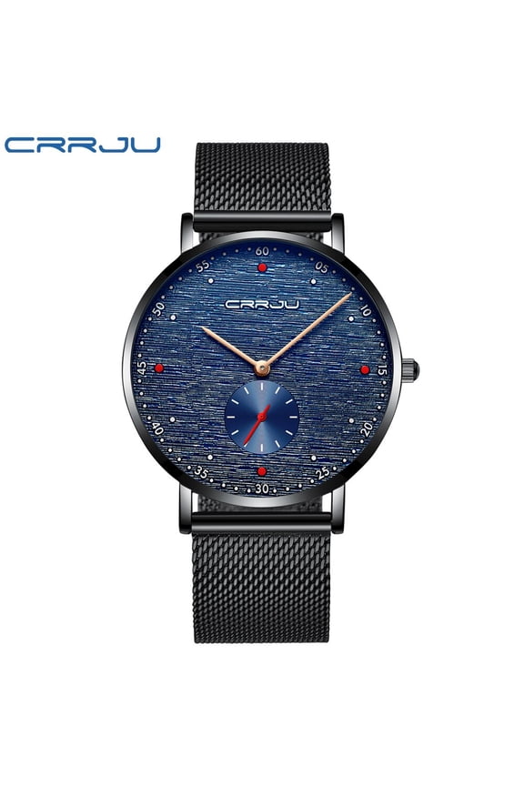 Mens Simple Slim Quartz Watch Black Steel Mesh Ultra Thin Men Watches Top Brand Luxury Waterproof Black Male Wrist Watch