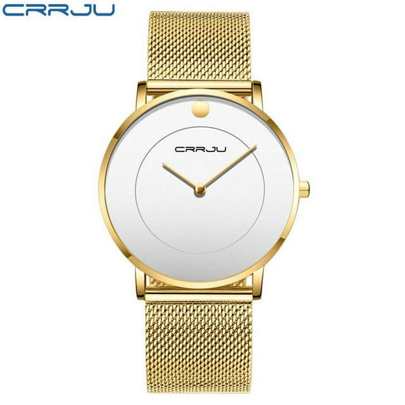 CRRJU Mens Ultra Thin watches Luxury business Quartz Slim Watch Men Military Waterproof Dress Mesh Band Wristwatch zegarek meski