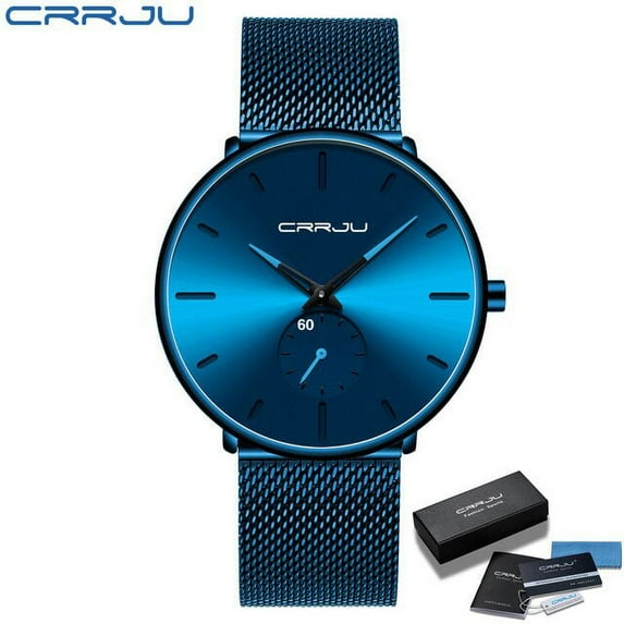 CRRJU Mens Watches Fashion Ultra Thin Quartz Casual Mesh Waterproof Stylish Watches Relogio Masculino