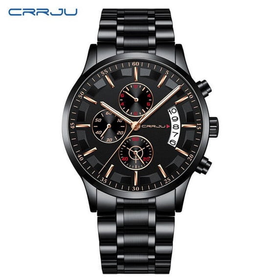 CRRJU Mens Watches Top Brand Waterproof Sports Chronograph Stainless Steel Quartz Casual Clock Relogio Masculino