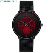 CRRJU Mens Watches Ultra-Thin Minimalist Waterproof Fashion Wrist Watch for Men Unisex Dress with Stainless Steel Mesh Band
