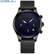 CRRJU Mens Watches with Stainless Steel Waterproof Analog Quartz Fashion Business Chronograph Watch for Men, Auto Date