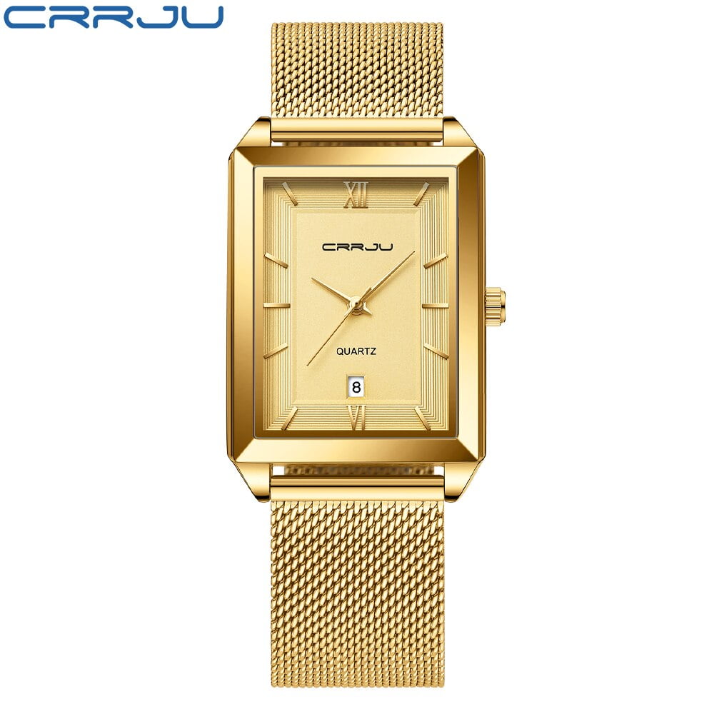 CRRJU New Watch For Men Top Brand Luxury Gold Sport Stainless Steel Quartz Watches Design Wrist Watch Man Relogio Masculino