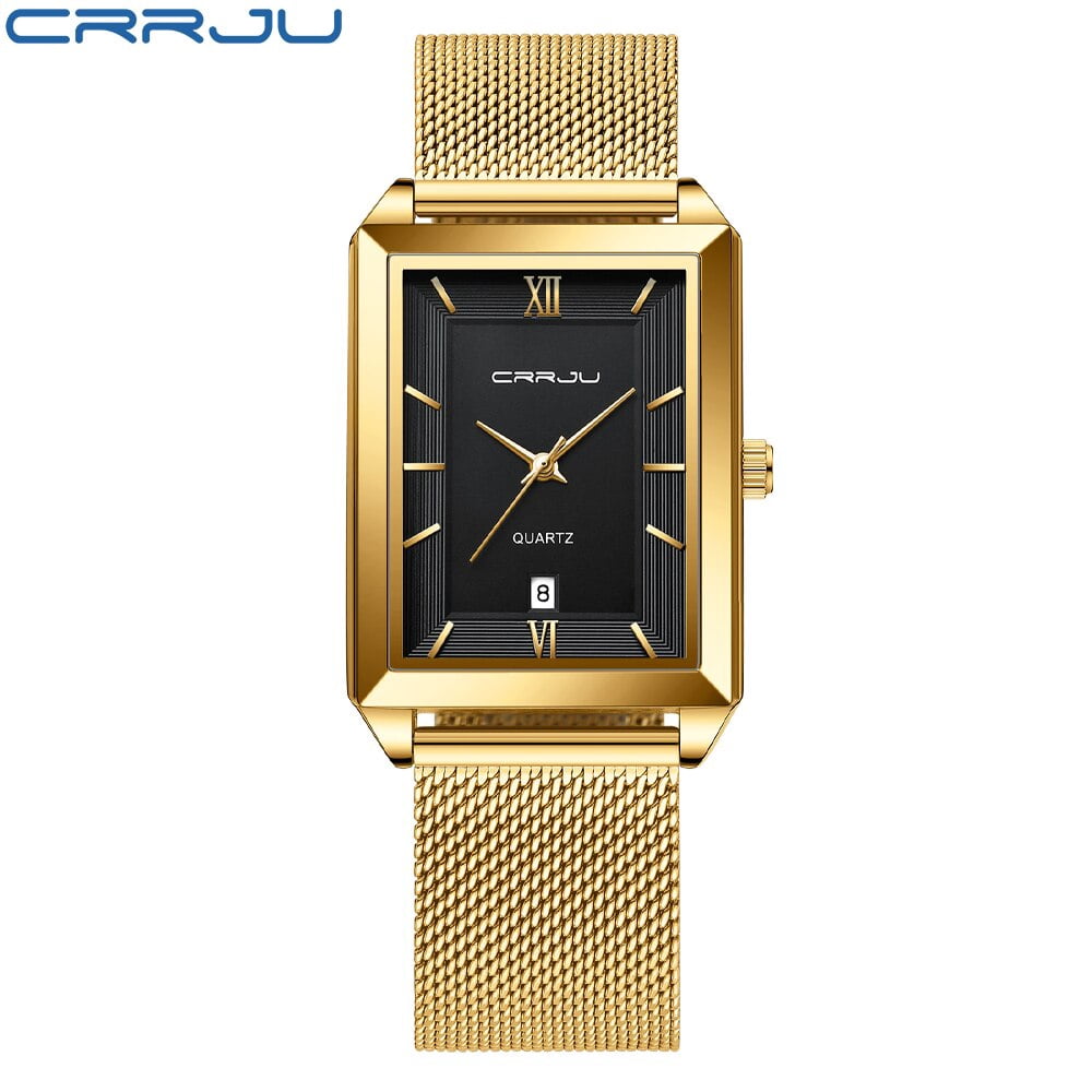 CRRJU New Watch For Men Top Brand Luxury Gold Sport Stainless Steel Quartz Watches Design Wrist Watch Man Relogio Masculino