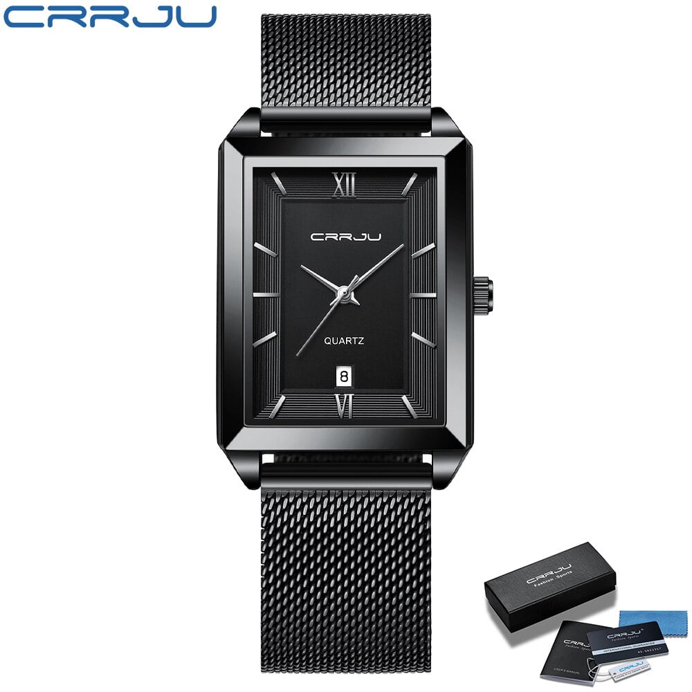 CRRJU New Watch For Men Top Brand Luxury Gold Sport Stainless Steel Quartz Watches Design Wrist Watch Man Relogio Masculino