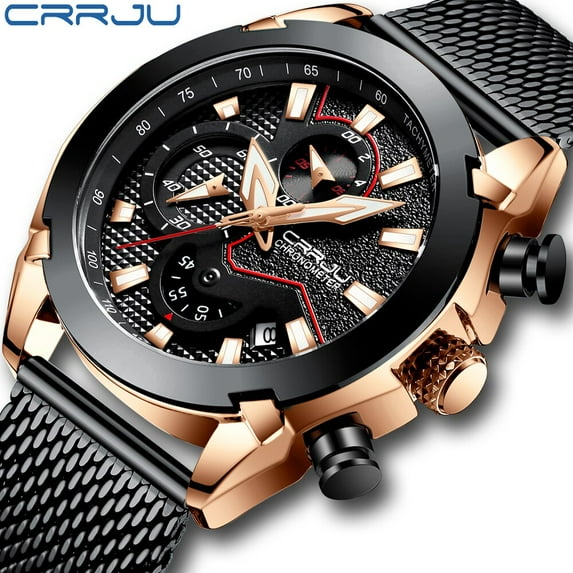 CRRJU New Watch Men Top Brand Luxury Mens Watches Sports Full Stainless Steel Waterproof Business Quartz Watch Relogio Masculino