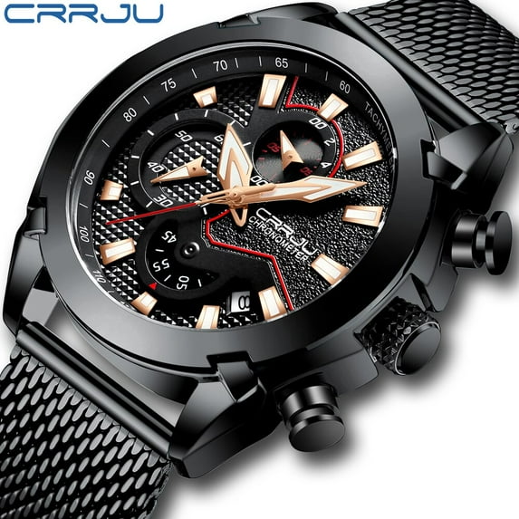 CRRJU New Watch Men Top Brand Luxury Mens Watches Sports Full Stainless Steel Waterproof Business Quartz Watch Relogio Masculino