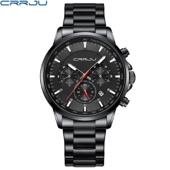 CRRJU New Watches for Men Top Luxury Brand Simple Quartz Wrist Watch Mens Stainless Steel Waterproof Male Clock Sport Watch