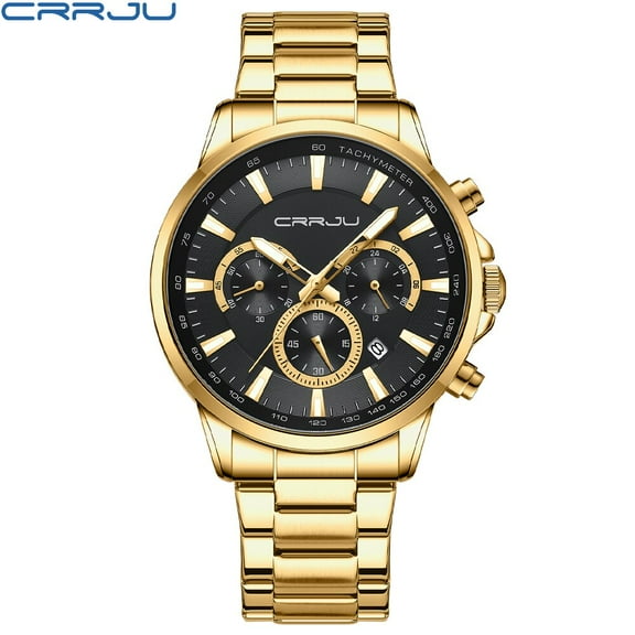 CRRJU New Watches for Men Top Luxury Brand Simple Quartz Wrist Watch Mens Stainless Steel Waterproof Male Clock Sport Watch