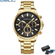 CRRJU New Watches for Men Top Luxury Brand Simple Quartz Wrist Watch Mens Stainless Steel Waterproof Male Clock Sport Watch