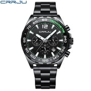 CRRJU Stainless Steel Watches for Mens Creative Fashion Luminous Dial with Chronograph Clock Relogio Masculino
