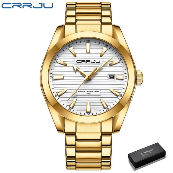 CRRJU Temperament Men Luxury Fashion Design Gold Men Watches Multifunction Luminous Quartz Male WristWatch Relogio Masculino