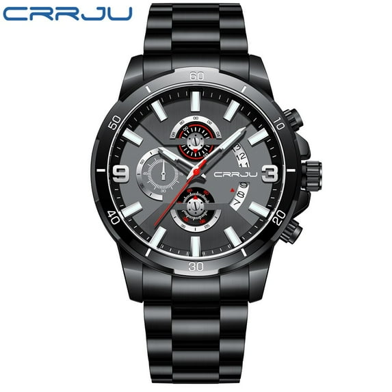 CRRJU Top Brand Sports Chronograph Quartz Wristwatch reloj hombre Luxury Men Automatic Wristwatch 322L Stainless Steel Watch