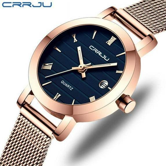 CRRJU Women's Watches 2020 Luxury Ladies Date Watch Fashion Stylish Waterproof Slim Quartz Watches for Women Reloj Mujer