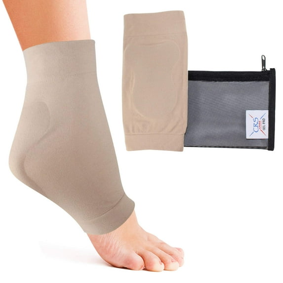 CRS Cross Achilles Heel Sleeve -Pair of Premium Padded Compression Gel Sleeve / Sock for Cushion & Protection of Haglunds Bump, Tendonitis, & Bursitis (X-Large)