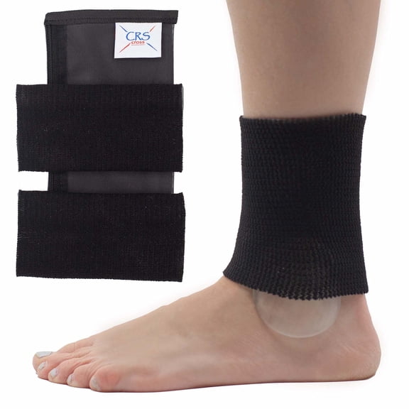 CRS Cross Ankle Gel Sleeves - Padded Skate Socks. Ankle, Foot/Lower Leg Cushion and Protection for Figure Skating, Ice Hockey, Roller or Inline, Riding, Ski (Black 2 Ankle Gel Sleeves & 2 Gel Discs)