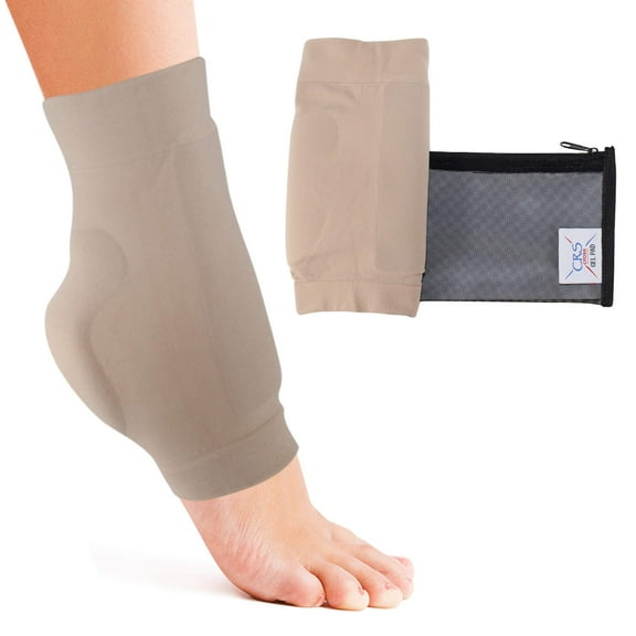 CRS Cross Boot Bumper Gel Pad Sleeve - Padded Skate Sock for Foot Protection of Achilles Tendon (Heel) and Lace Bite (Front of Foot). Skating, Hockey, Roller, Ski, Hiking (X-Large)