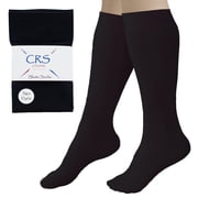 CRS Cross Figure Skating Socks 2 Pair Premium Knee High Tights for Ice Skates, Footed Skate Socks, Ice Skating Socks, Dance Biellmann Black
