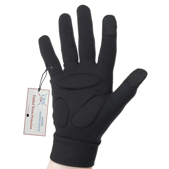 CRS Cross Padded Ice Skating Gloves - Warm Padded Protection for Practice, Figure Skating Testing, Dance Competition, Roller Skating and Cheer. (Black, Ladies Small/Medium)
