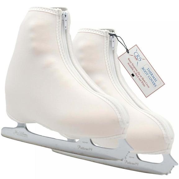 CRS Cross Thermal Skate Boot Covers - Insulated Neoprene Warm Skate Covers for Ice Skating, Figure Skates and Hockey. (White, Large)