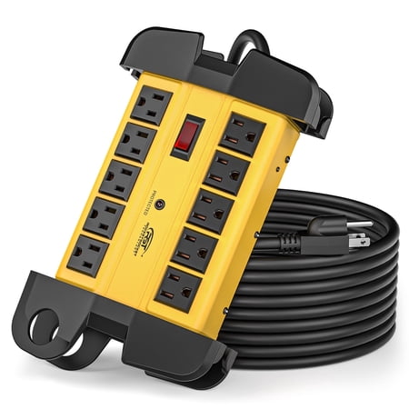 CRST 10 Outlets Metal Power Strip Heavy Duty Surge Protector 2800 Joules with 15FT Long Extension Cord for Workshop Office Garage Kitchen, ETL Listed price history and forecast - CRST 10TS-15FT
