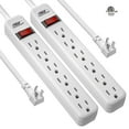 thumbnail image 1 of CRST 6 Outlets Power Strip White with Flat Plug 2.5 ft Extension Cord Integrated 15A Circuit Breaker 3-Prong Grounded Overload Protection, Wall Mount (2 Pack), 1 of 7
