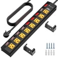 thumbnail image 1 of CRST 8 Outlet Heavy Duty Power Strip with Individual Switches, 15A/ 1875W Metal Power Strip Surge Protector with Circuit Breaker (1200 Joules), 6FT 14AWG Extension Cord and Mounting Bracket, 1 of 7