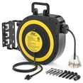 thumbnail image 1 of CRST Retractable Extension Cord Reel with Handle, 50 FT Heavy Duty 14AWG/3C SJTOW Power Cord with 3 Grounded Outlets Lighted Triple Tap Limited of 1625W, 13Amp Circuit Breaker, 180° Swivel Bracket, 1 of 7