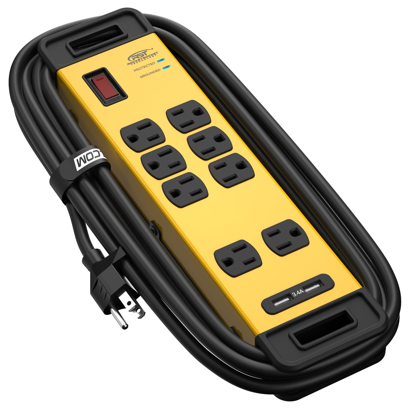 CRST Surge Protector Power Strip with Dual USB Port 3.4A Metal Heavy