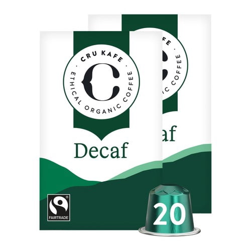 CRU Kafe Organic Fairtrade Decaf Pods, 20 pods per pack, British Import (Pack of 3)