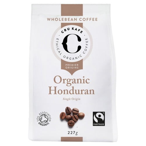 CRU Kafe Organic Fairtrade Honduran Coffee Beans 227g, British Import (Pack of 2)
