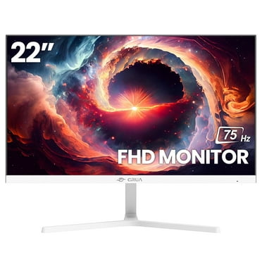 CRUA 22 Inch Computer Monitor,FHD 1080P/75Hz,100 sRGB,Low Blue Light,Wall Mountable,VGA & HDMI-White
