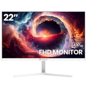 شاشة كمبيوتر CRUA مقاس 22 بوصة،FHD 1080P/100Hz، 120 sRGB،ضوء أزرق منخفض،قابلة للتركيب على الحائط،VGA وHDMI-أبيض