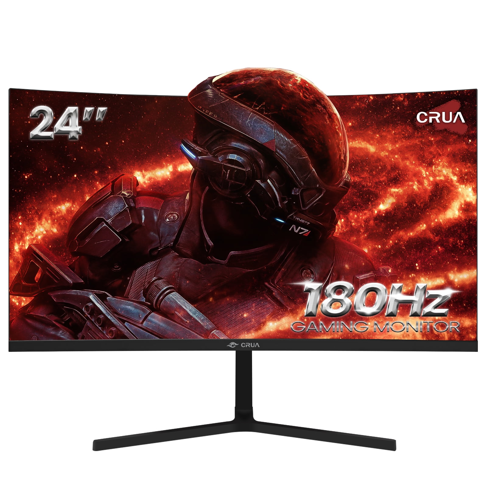 Crua 24 inch 165Hz/180Hz Curved Gaming Monitor - FHD 1080p Frameless Computer Monitor, AMD FreeSync, Low Motion Blur,Dp&Hdmi Port, Black, Size: Screen