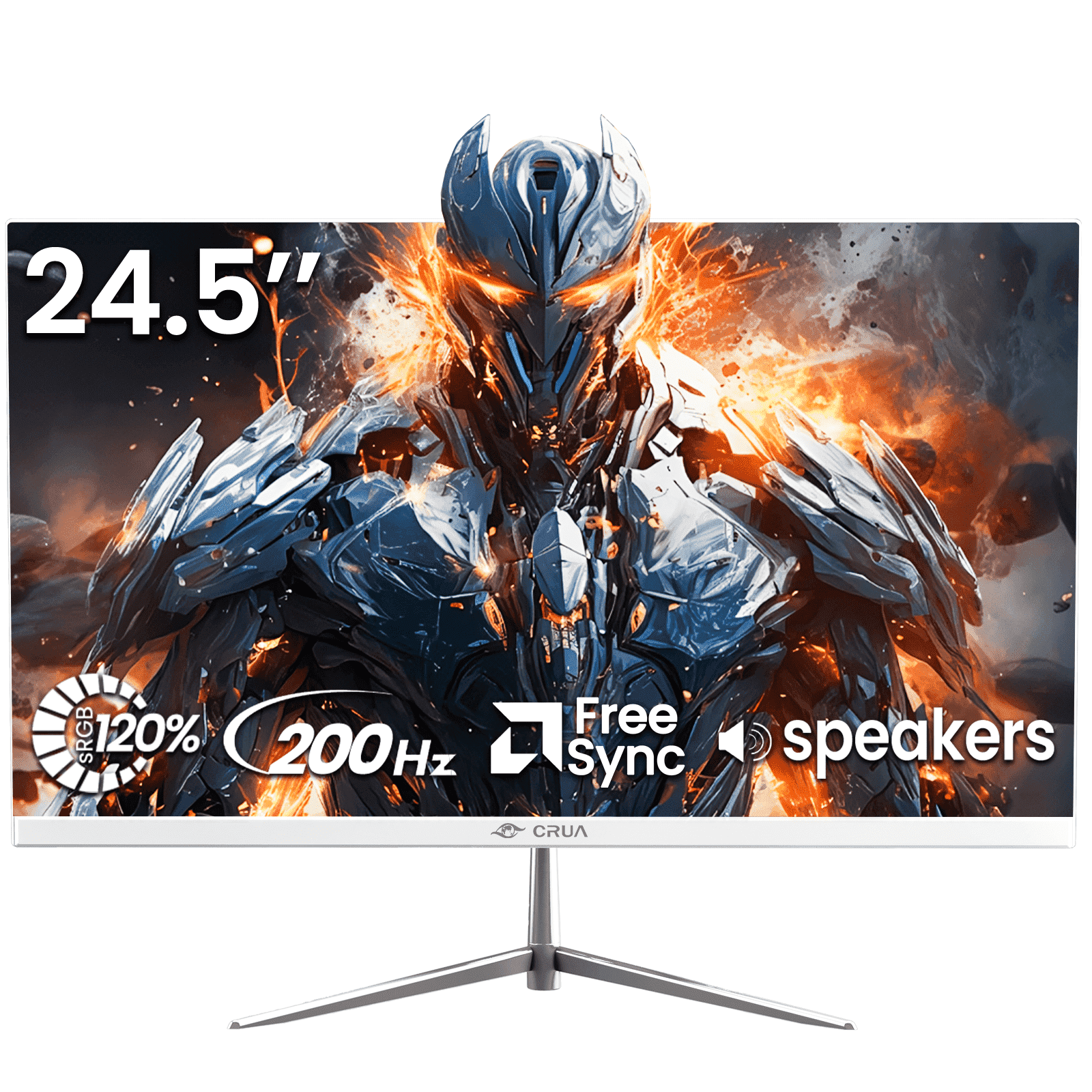 CRUA 24.5"200Hz Gaming Monitor, IPS FHD(1920x1080P) ,120% sRGB, Support FreeSync, 3-Sided Narrow Bezel, Compatible Wall Mountable(HDMI, DP), Built-in Speakers