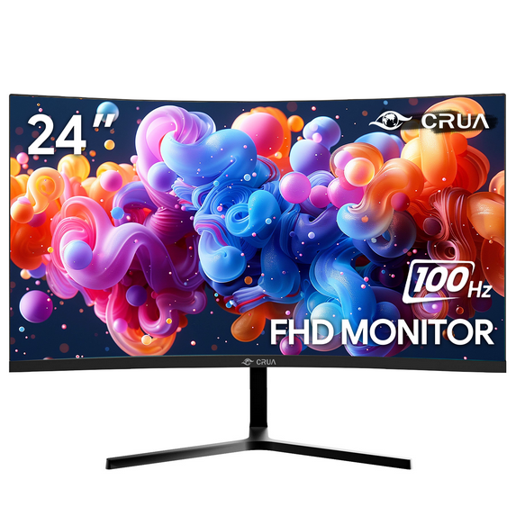 CR24CM CRUA 24 Inch 100Hz Curved Monitor,FHD (1920×1080) 99% sRGB Computer Monitor,Thin Bezel, Wall Mountable & Tilt Adjustable,Black