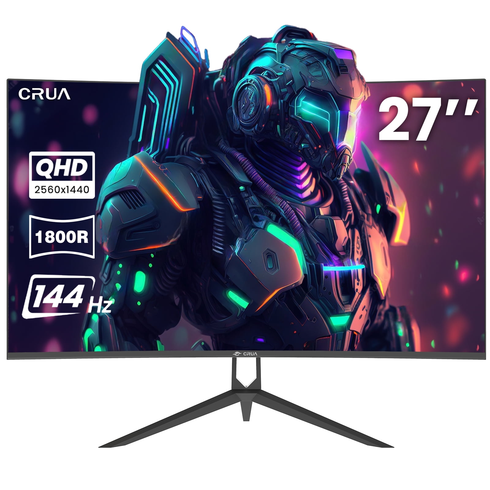 CRUA 27 165Hz/180Hz Curved Gaming Monitor - FHD 1080P,AMD FreeSync,1800R  Frameless Computer Monitor, 1ms GTG, DP&HDMI Port, Black 