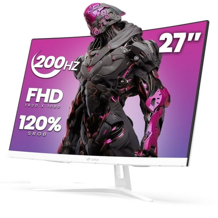 CRUA 27" 200Hz Curved Gaming Monitor,FHD 1800R White Computer Monitor,120% sRGB,FreeSync,Low Motion Blur,HDMI & DP