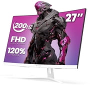 CRUA 27 200Hz Curved Gaming Monitor,FHD 1800R White Computer Monitor,120% sRGB,FreeSync,Low Motion Blur,HDMI & DP