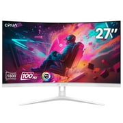 CRUA 27"  FHD 100Hz Curved Monitor for Office&Gaming,1080P 1800R 99% sRGB Professional Computer Monitor,Frameless Design,Flicker-less & Blue Light Filter,VGA,HDMI-White